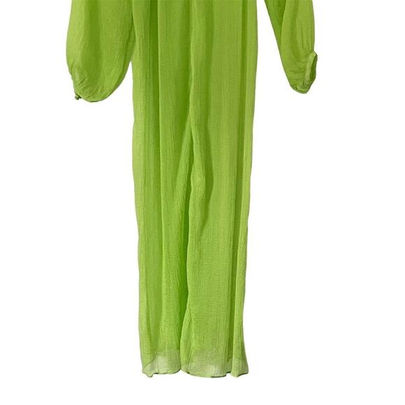 Mara Hoffman Edmonia Dress Stencil Midi Sheer Neon Lime Green Cover Up Size XS - Picture 7 of 15